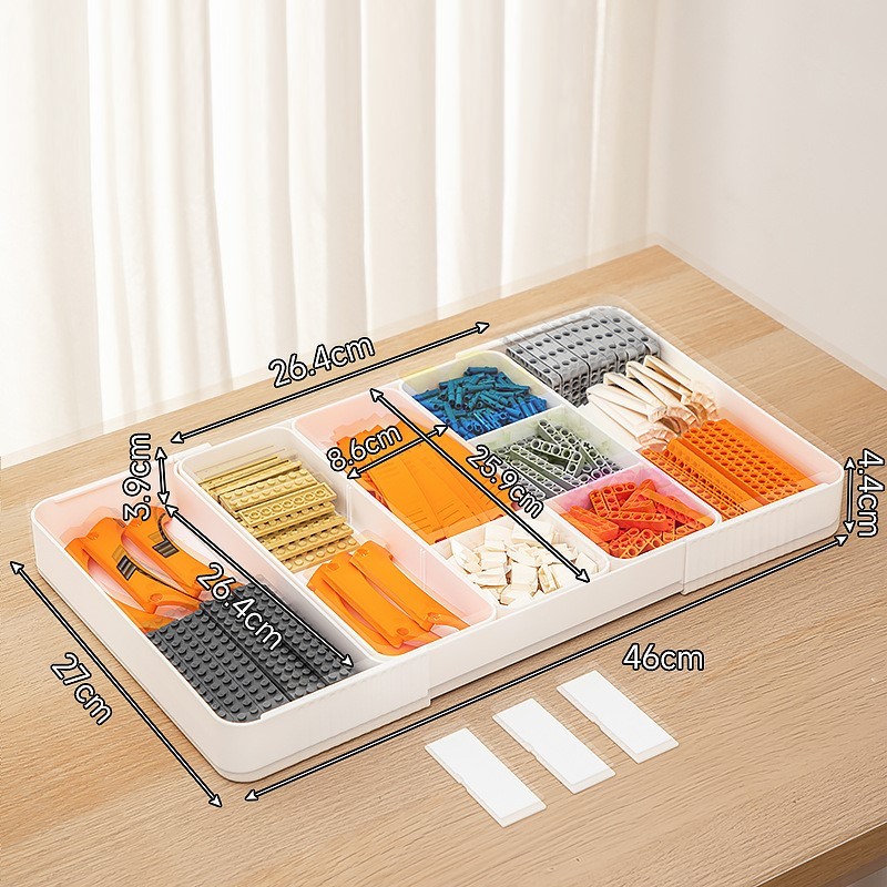 Scatole per smistare mattoncini riconfigurabili, vassoi per smistare puzzle, scatole per riporre piccoli pezzi, scatola per riporre i mattoncini