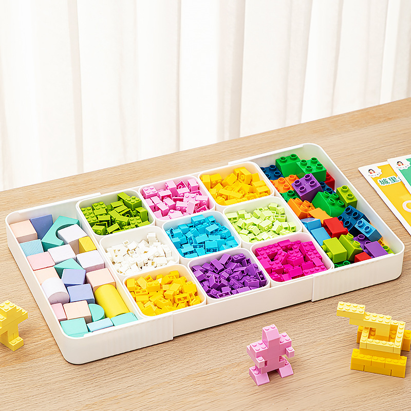 Scatole per smistare mattoncini riconfigurabili, vassoi per smistare puzzle, scatole per riporre piccoli pezzi, scatola per riporre i mattoncini