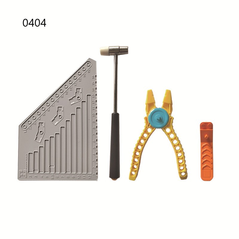 Set di attrezzi per costruzioni, righello di misurazione per piccole particelle, pinze, separatore, leva, attrezzi per lo smontaggio