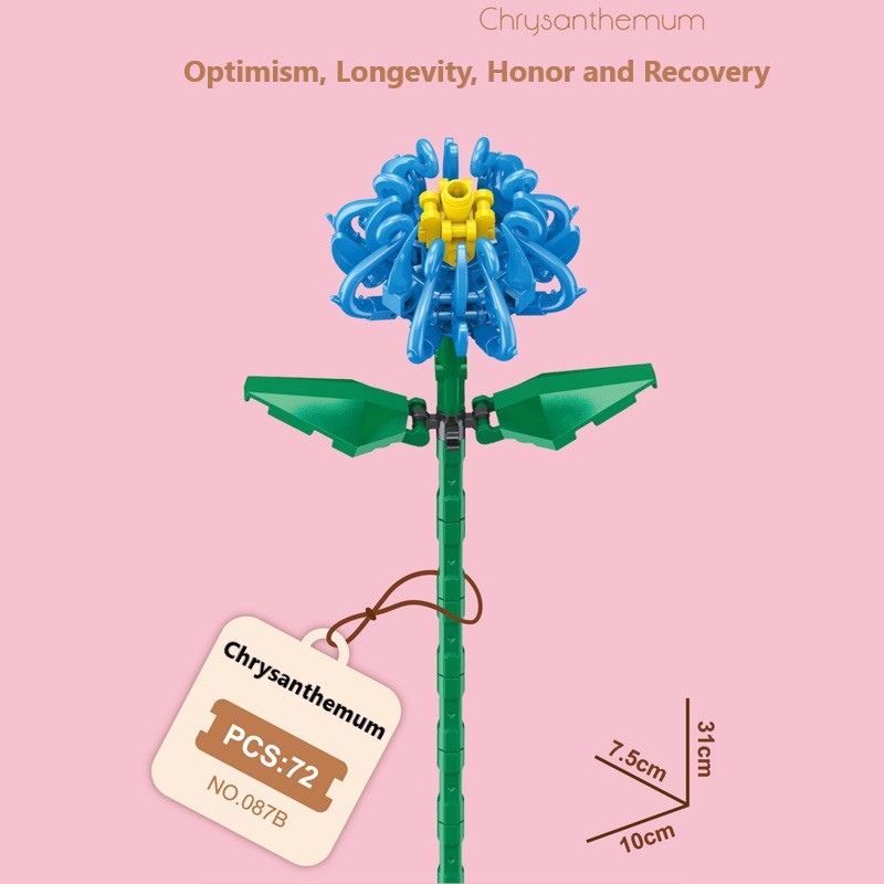 Blocchi da costruzione intelligenti a piccole particelle a forma di fiori, compatibili con fiori eterni realistici, il regalo perfetto per compleanni e Natale.