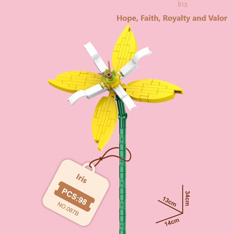 Blocchi da costruzione intelligenti a piccole particelle a forma di fiori, compatibili con fiori eterni realistici, il regalo perfetto per compleanni e Natale.