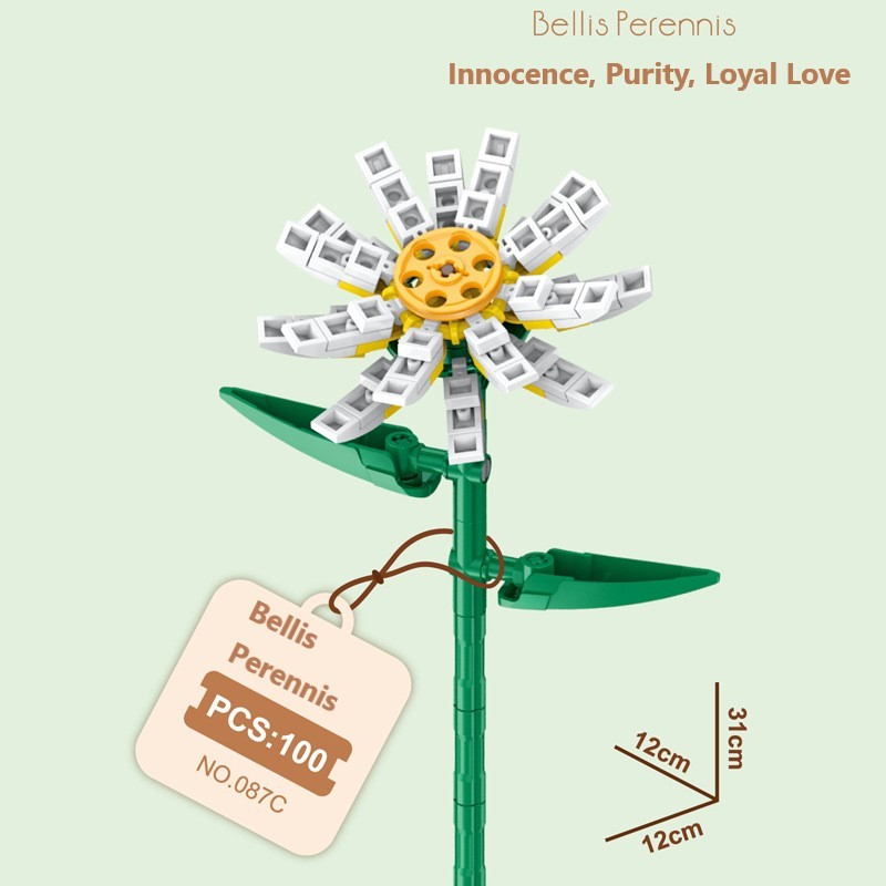 Blocchi da costruzione intelligenti a piccole particelle a forma di fiori, compatibili con fiori eterni realistici, il regalo perfetto per compleanni e Natale.