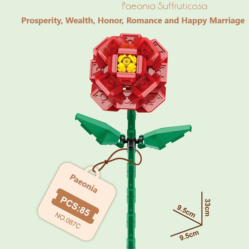 Blocchi da costruzione intelligenti a piccole particelle a forma di fiori, compatibili con fiori eterni realistici, il regalo perfetto per compleanni e Natale.