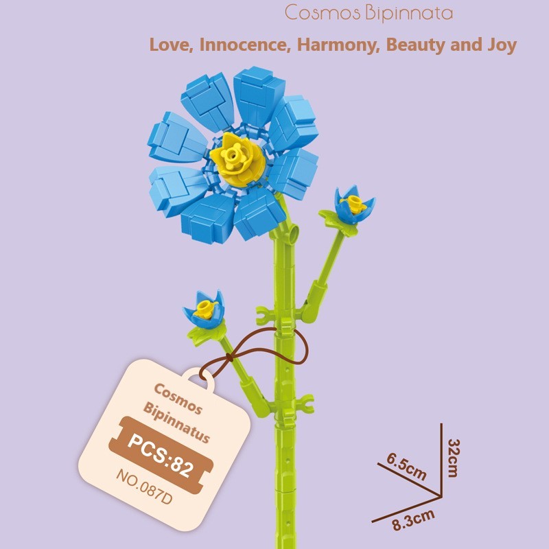 Blocchi da costruzione intelligenti a piccole particelle a forma di fiori, compatibili con fiori eterni realistici, il regalo perfetto per compleanni e Natale.