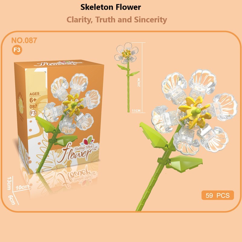 Blocchi da costruzione intelligenti a piccole particelle a forma di fiori, compatibili con fiori eterni realistici, il regalo perfetto per compleanni e Natale.