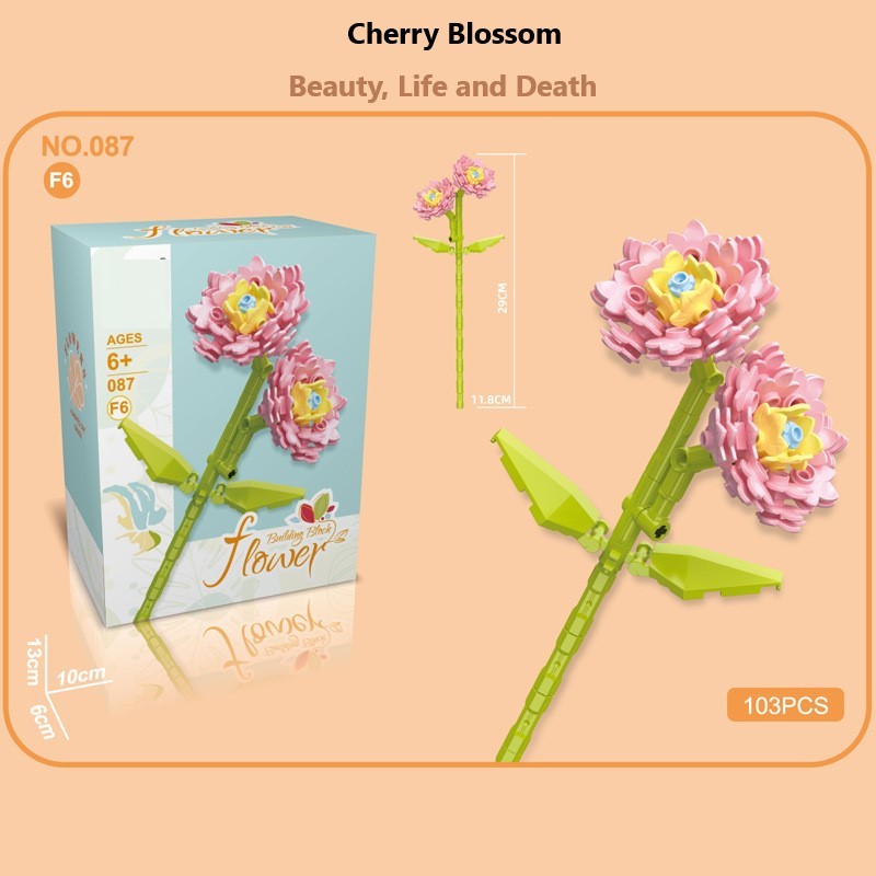 Blocchi da costruzione intelligenti a piccole particelle a forma di fiori, compatibili con fiori eterni realistici, il regalo perfetto per compleanni e Natale.