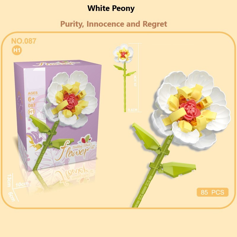 Blocchi da costruzione intelligenti a piccole particelle a forma di fiori, compatibili con fiori eterni realistici, il regalo perfetto per compleanni e Natale.