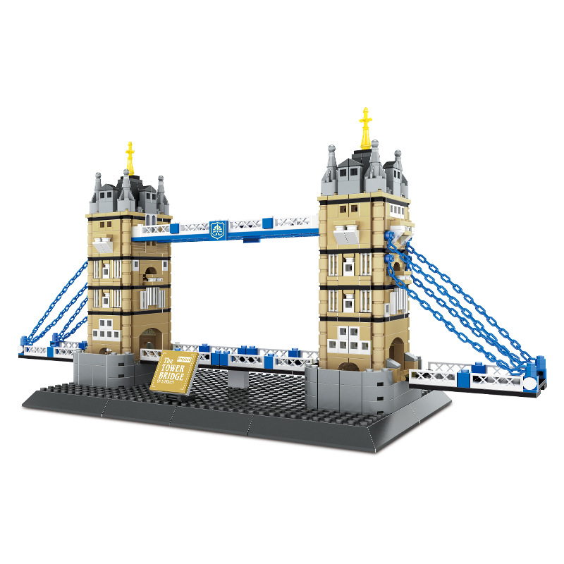 Set Wangge-4219 British London Twin Tower Bridge, compatibile con mattoncini di piccole dimensioni, set da collezione e di assemblaggio educativo