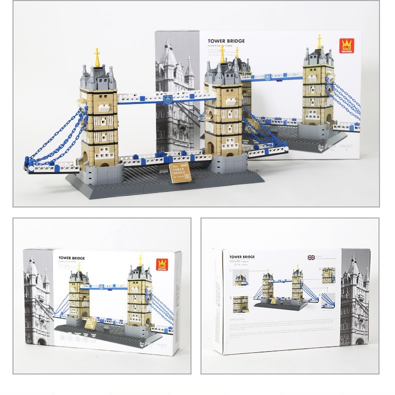 Set Wangge-4219 British London Twin Tower Bridge, compatibile con mattoncini di piccole dimensioni, set da collezione e di assemblaggio educativo