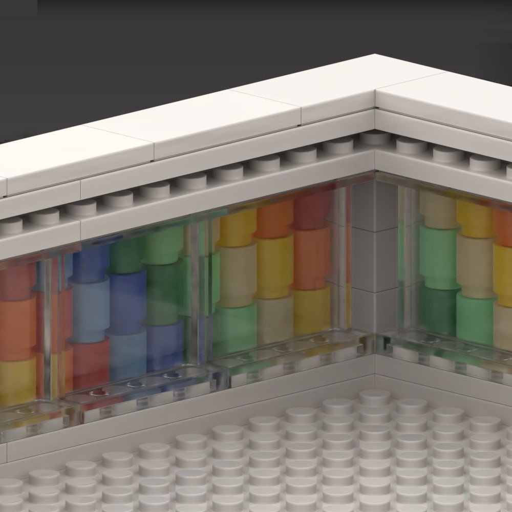 Cornice portafoto a forma di arcobaleno con mattoncini da costruzione, compatibile con decorazioni fai-da-te a piccole particelle.