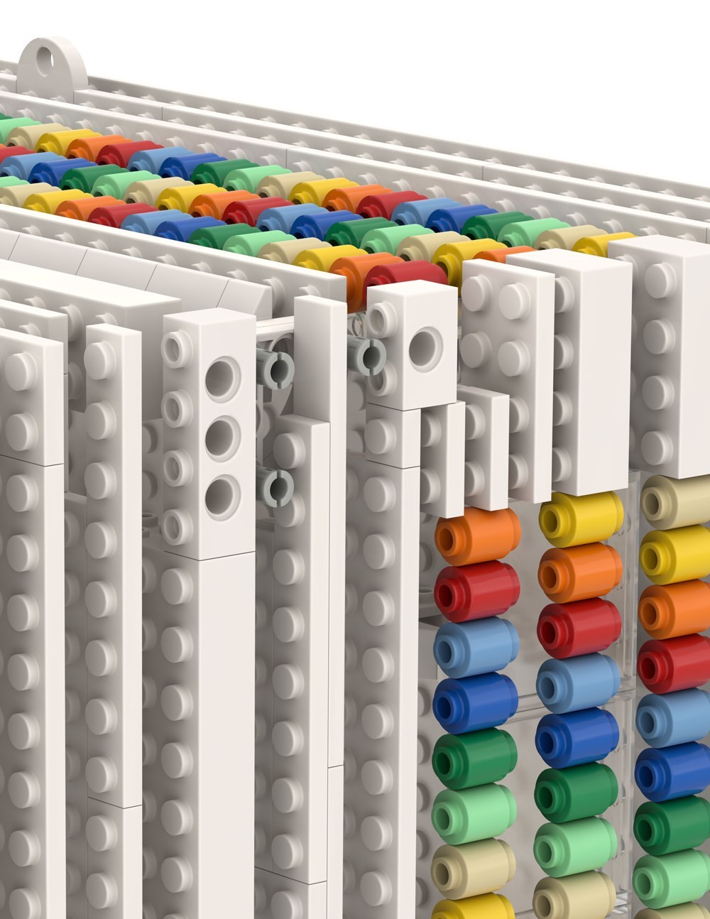 Cornice portafoto a forma di arcobaleno con mattoncini da costruzione, compatibile con decorazioni fai-da-te a piccole particelle.