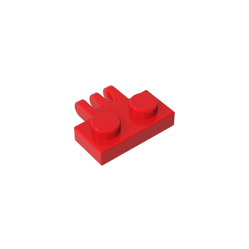 1x2 with a three-finger hinge plate on one side
