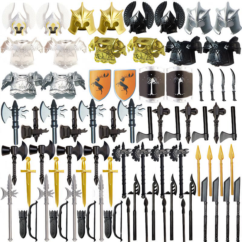 Compatibile con accessori per personaggi da costruzione in plastica, armature militari, blocchi per costruire elmetti, armi e set di equipaggiamento protettivo.
