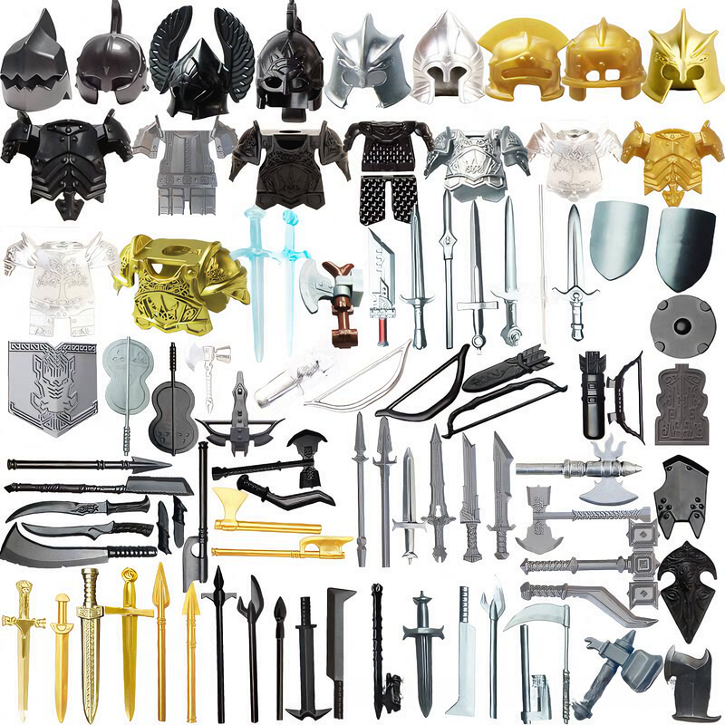 Compatibile con accessori per personaggi da costruzione in plastica, armature militari, blocchi per costruire elmetti, armi e set di equipaggiamento protettivo.