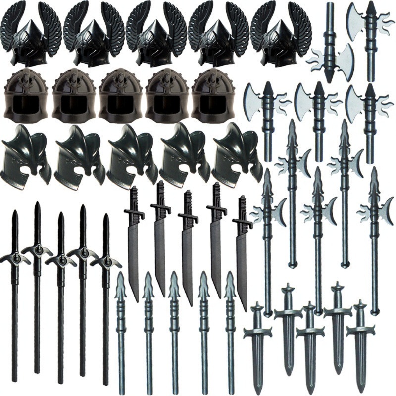 Compatibile con accessori per personaggi da costruzione in plastica, armature militari, blocchi per costruire elmetti, armi e set di equipaggiamento protettivo.