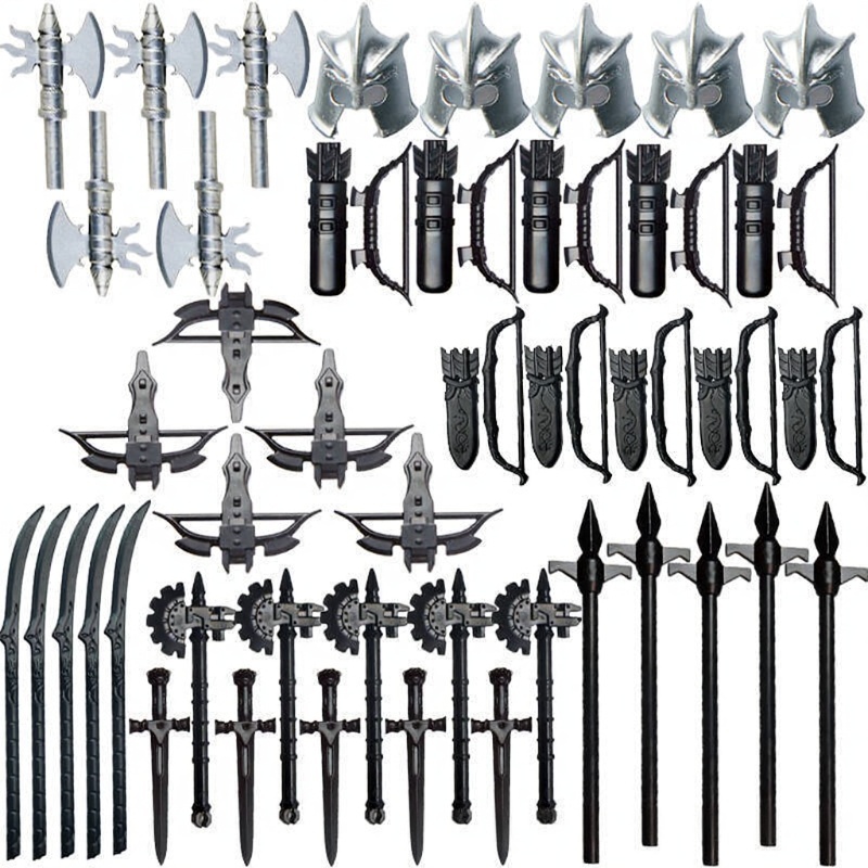 Compatibile con accessori per personaggi da costruzione in plastica, armature militari, blocchi per costruire elmetti, armi e set di equipaggiamento protettivo.