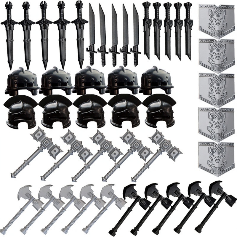 Compatibile con accessori per personaggi da costruzione in plastica, armature militari, blocchi per costruire elmetti, armi e set di equipaggiamento protettivo.
