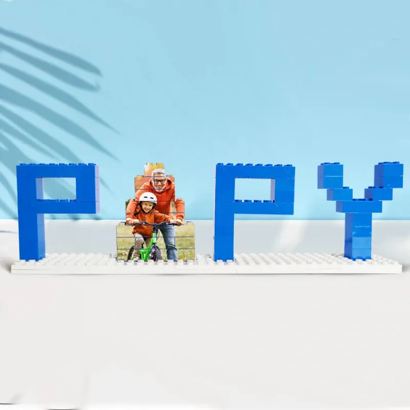 Mattoncini da costruzione personalizzati con foto del papà, puzzle con foto, il regalo perfetto per la festa del papà.