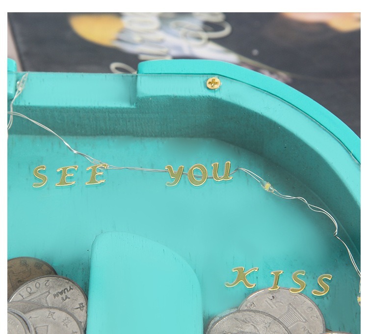 Salvadanaio in legno con 26 lettere inglesi, contenitore trasparente in acrilico per piccoli oggetti, speciale decorazione per la tavola di compleanno.