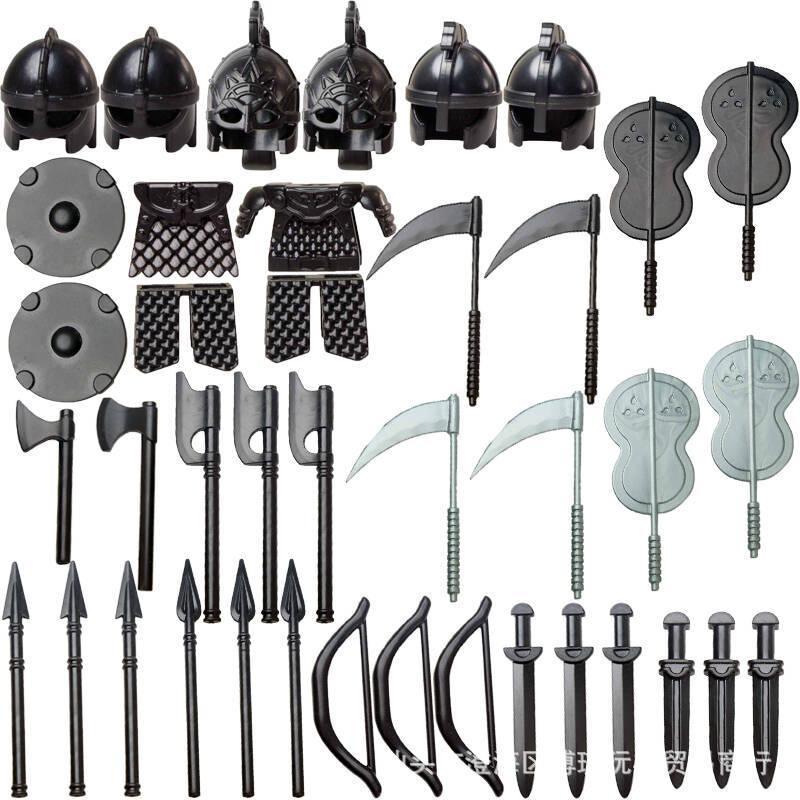 Compatibile con accessori per personaggi da costruzione in plastica, armature militari, blocchi per costruire elmetti, armi e set di equipaggiamento protettivo.