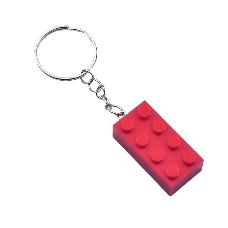 Portachiavi personalizzato con mattoncini da costruzione 2x4 color caramella, ciondolo portachiavi a forma di mattone personalizzato, ornamento da appendere con logo personalizzato su entrambi i lati