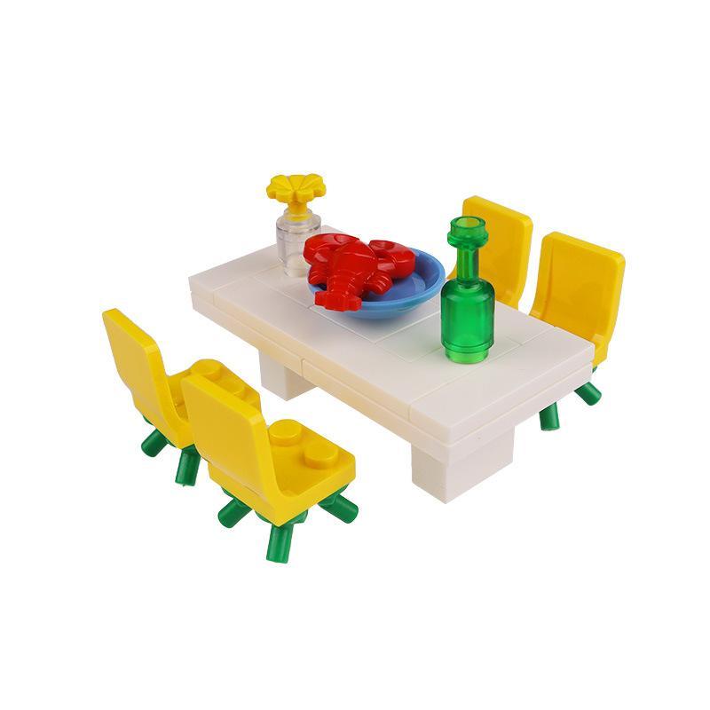Set di parti MOC per arredamento moderno, piccoli blocchi da costruzione per divano/mobile TV/mobili decorativi per interni, parti e accessori per scene di vita domestica.