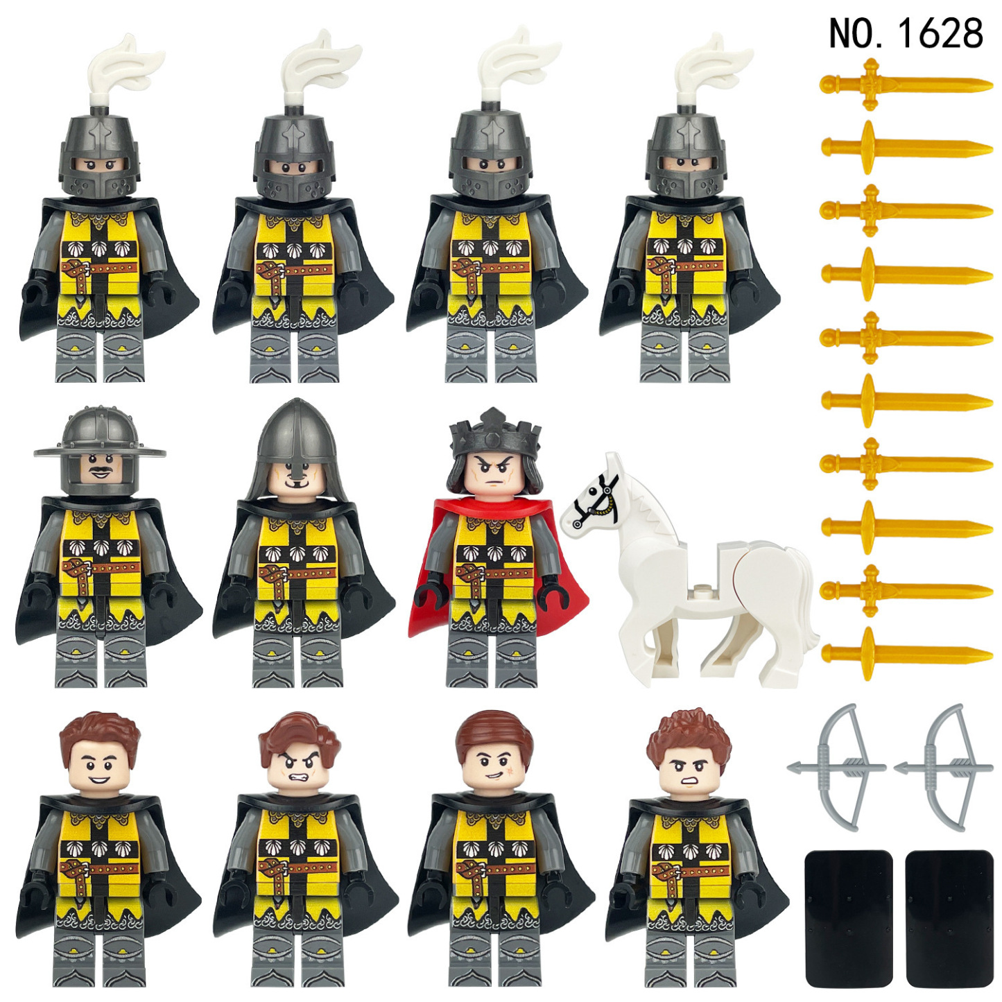 99 Cavalieri medievali, Accessori per armi da soldato militare del 1813, Set di minifigure di soldato del castello