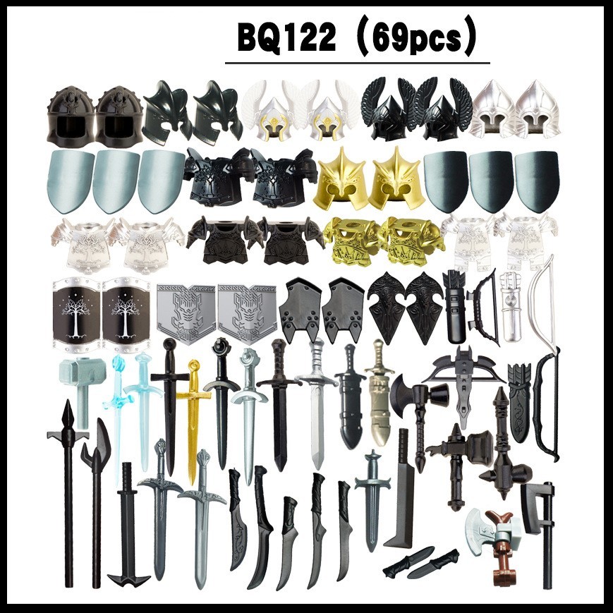 Compatibile con accessori per personaggi da costruzione in plastica, armature militari, blocchi per costruire elmetti, armi e set di equipaggiamento protettivo.