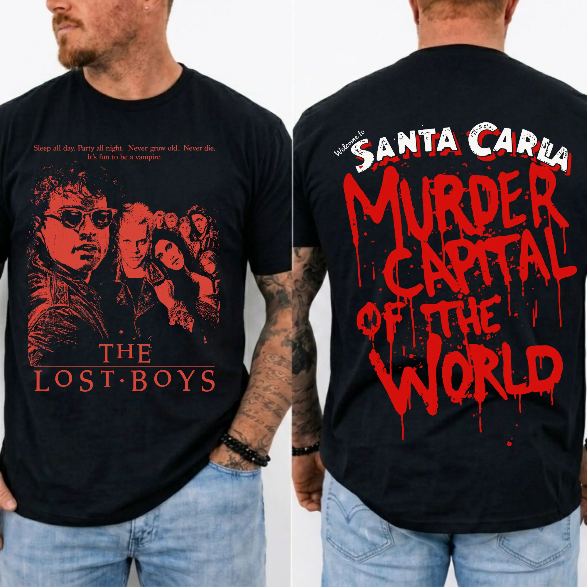 Vintage Vampire Horror Graphic T-Shirt, 80s Retro Gothic Tee, Dark Halloween Streetwear Shirt
