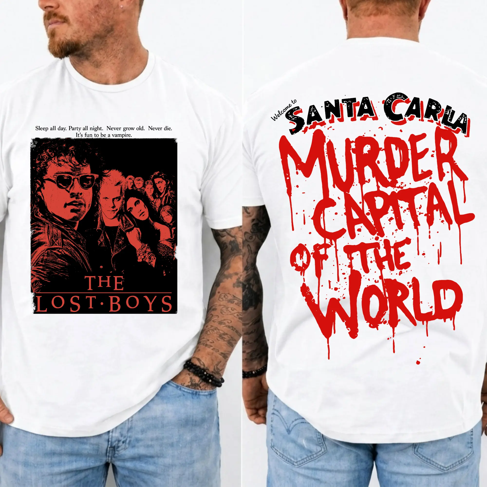 Vintage Vampire Horror Graphic T-Shirt, 80s Retro Gothic Tee, Dark Halloween Streetwear Shirt