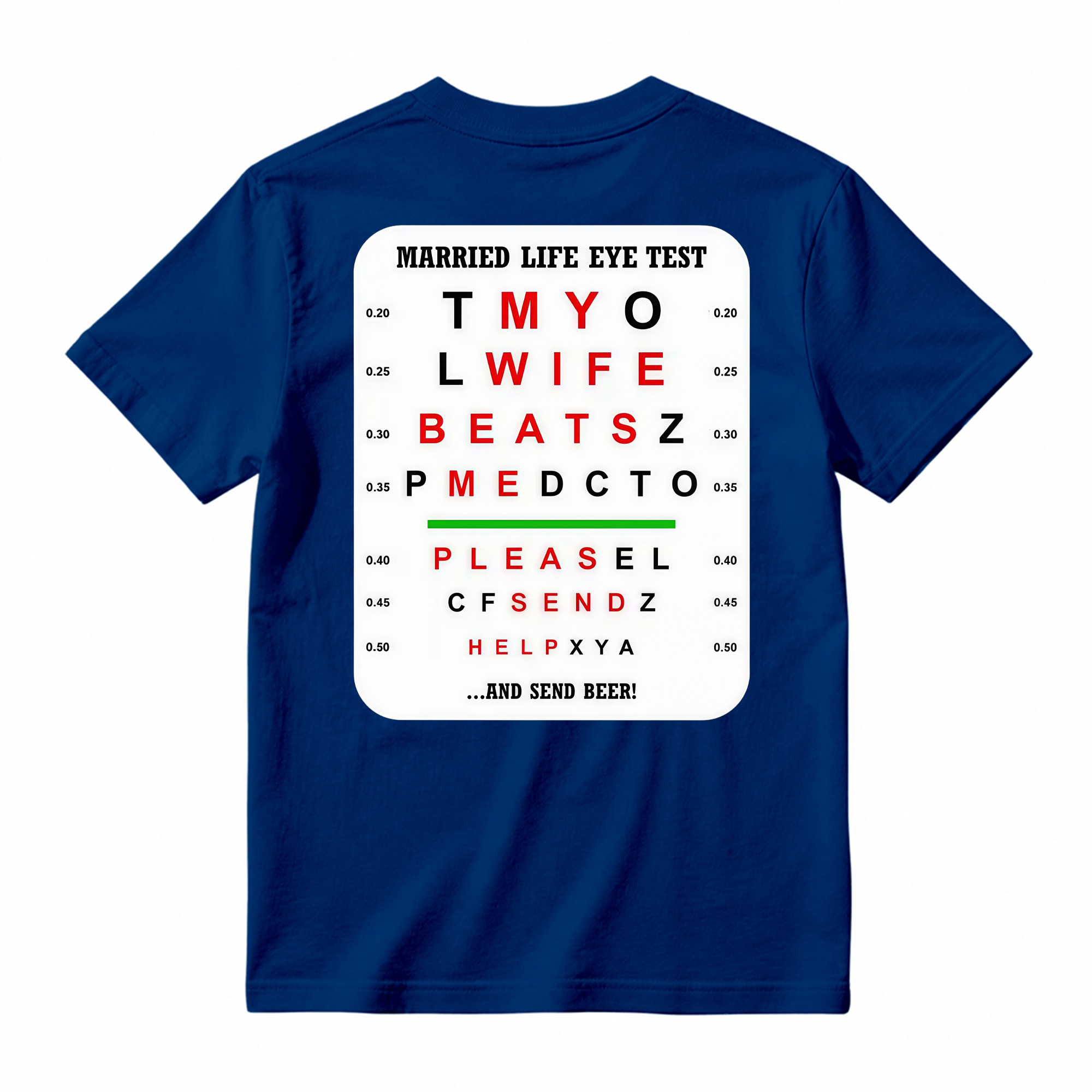 Married Life Eye Test T-shirt, Funny Shirts, Husband Life Shirt, Casual Menswear, Comfy Cotton, Humorous Tee
