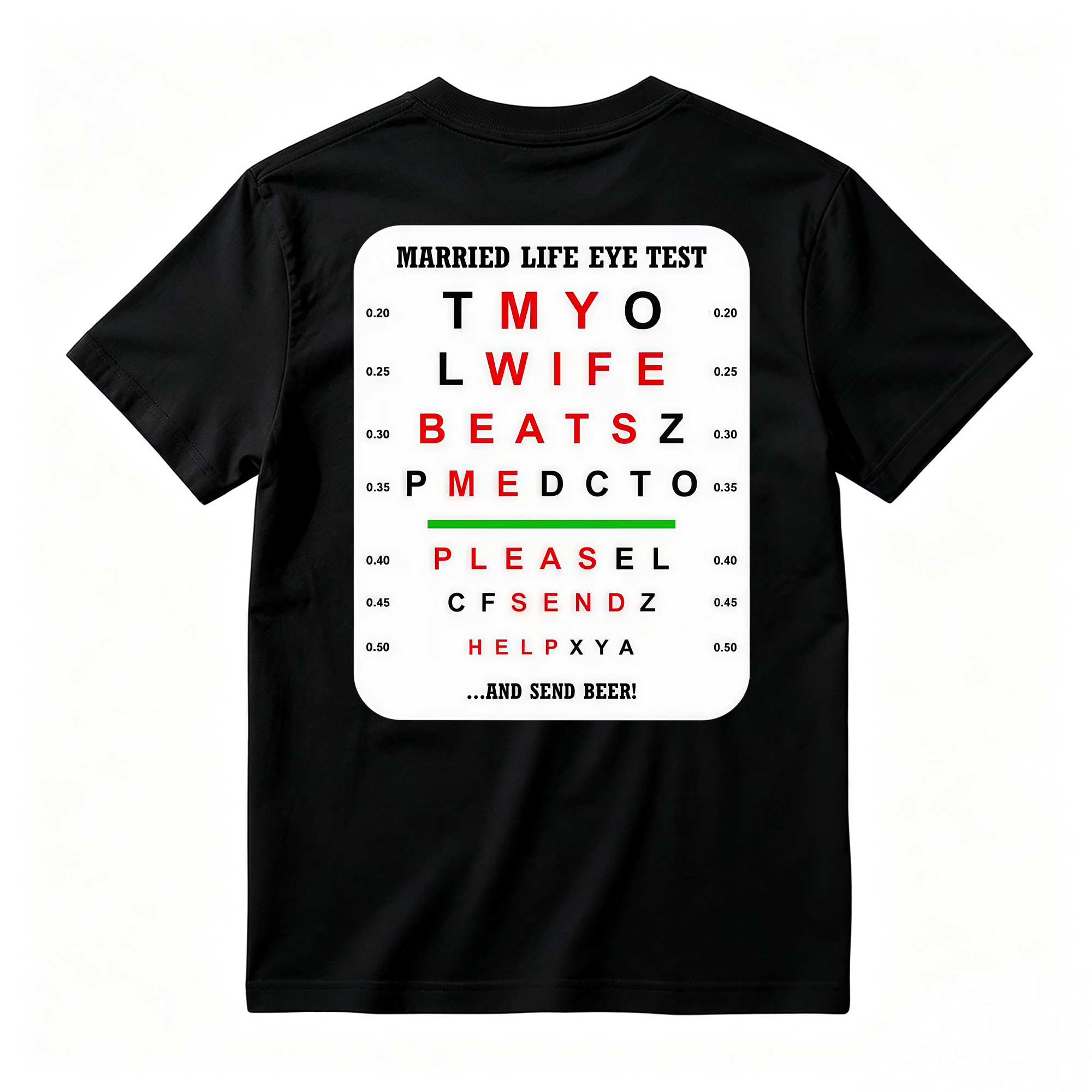 Married Life Eye Test T-shirt, Funny Shirts, Husband Life Shirt, Casual Menswear, Comfy Cotton, Humorous Tee