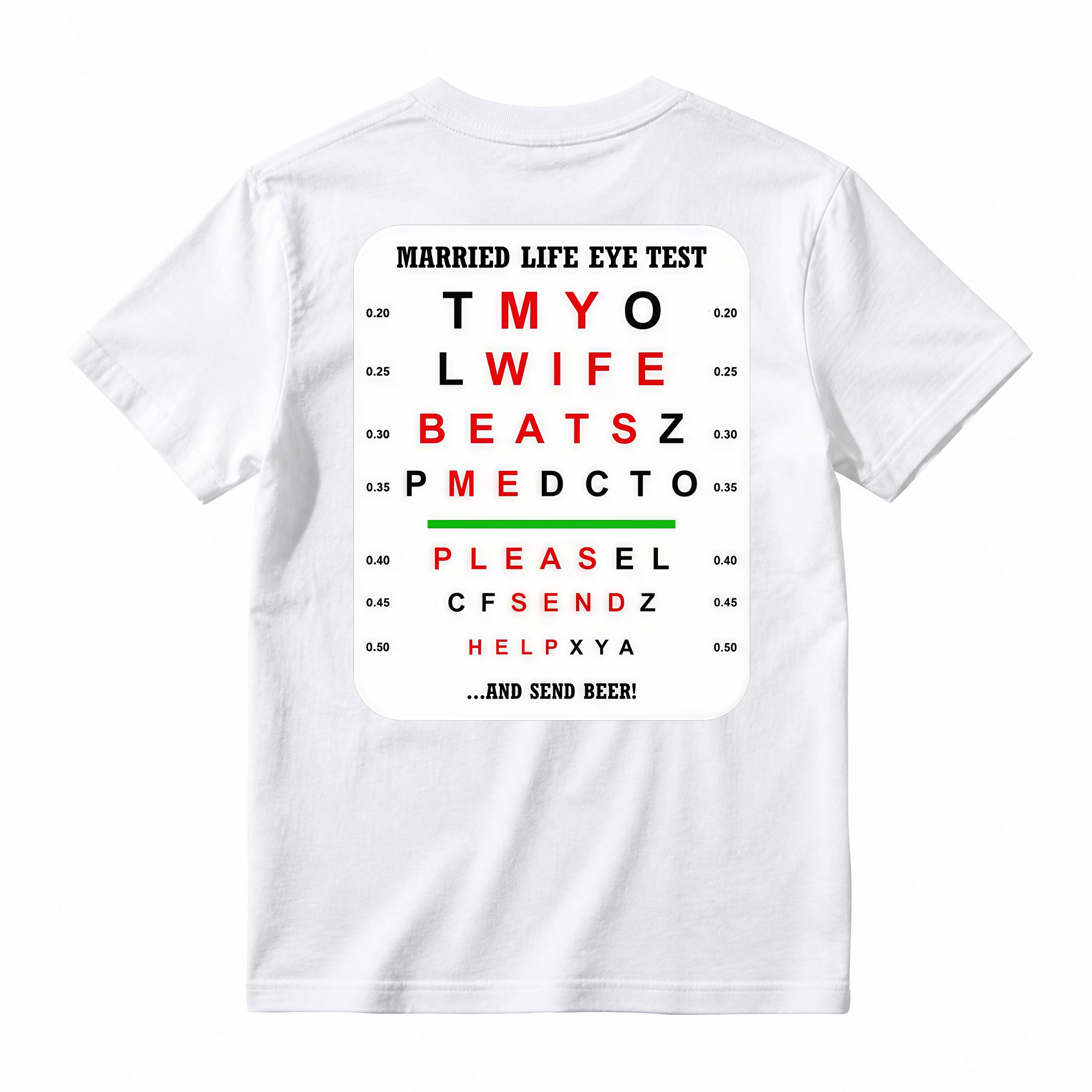 Married Life Eye Test T-shirt, Funny Shirts, Husband Life Shirt, Casual Menswear, Comfy Cotton, Humorous Tee