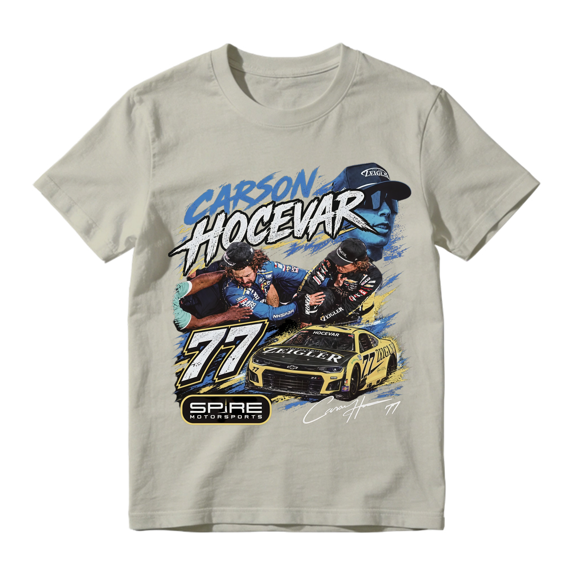 Ryan Blaney vs Carson Hocevar T-Shirt, NASCAR Fight Graphic Tee, Sand Vintage Racing Shirt, Unisex Oversized Top