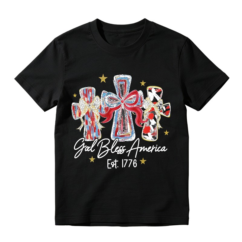 American Flag Crosses And Stars God Bless America Est 1776 Unisex Classic T-shirt