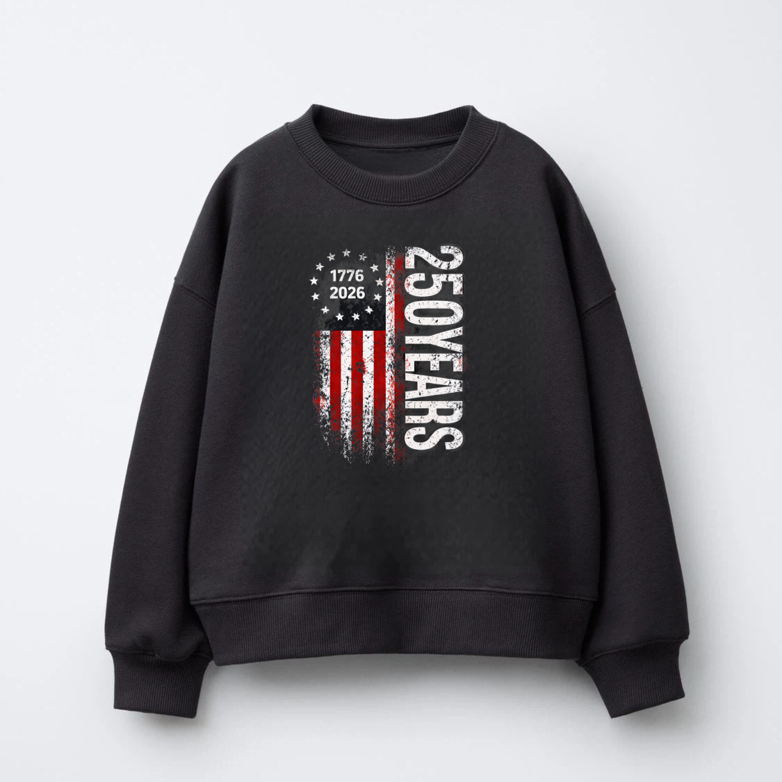 250 Years American Flag 1776 2026 Independence Day Usa Patriotic Sweatshirt Black Crewneck Long Sleeve Unisex Top