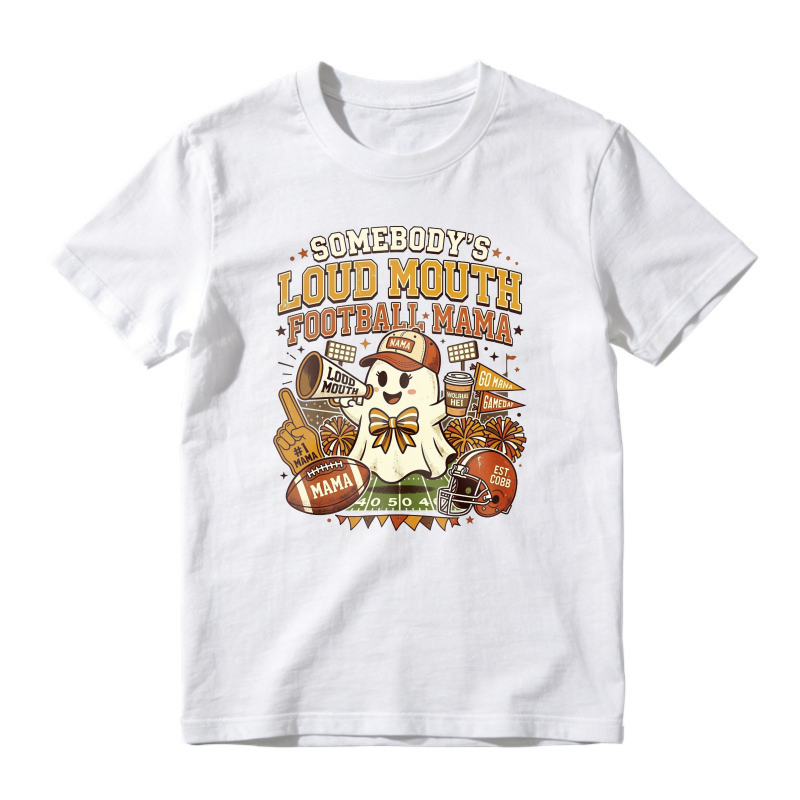 Somebody's Loud Mouth Football Mama Ghost Cheerleader Design, Unisex Classic T-shirt