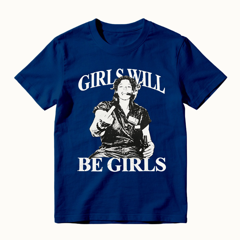 Girls Will Be Girls Dark Feminist T-Shirt, Vintage Crime Inspired Graphic Tee
