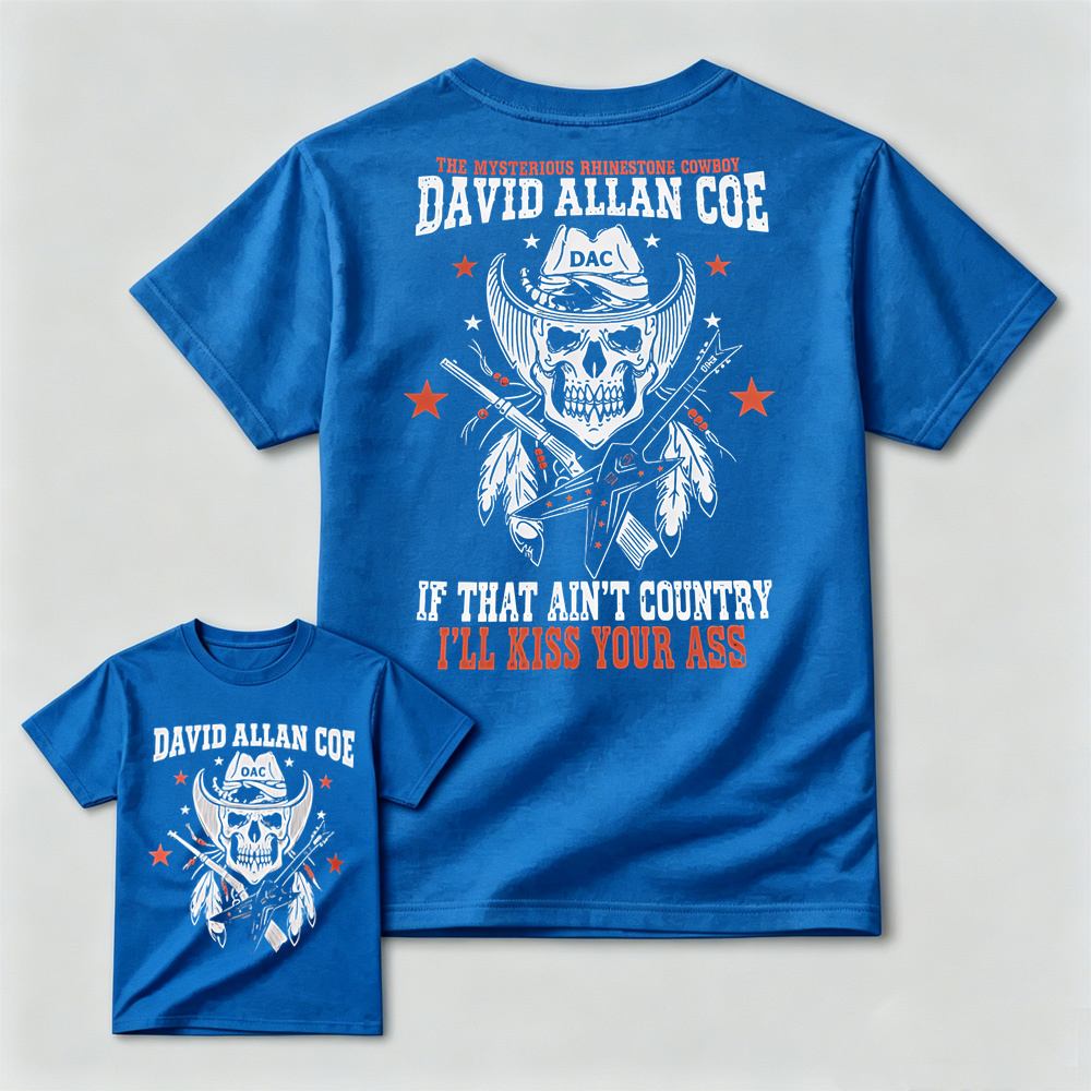 Rhinestone Cowboy Skull Guitar Graphic T-Shirt, Vintage Country Music Western Back Print Tee For Men