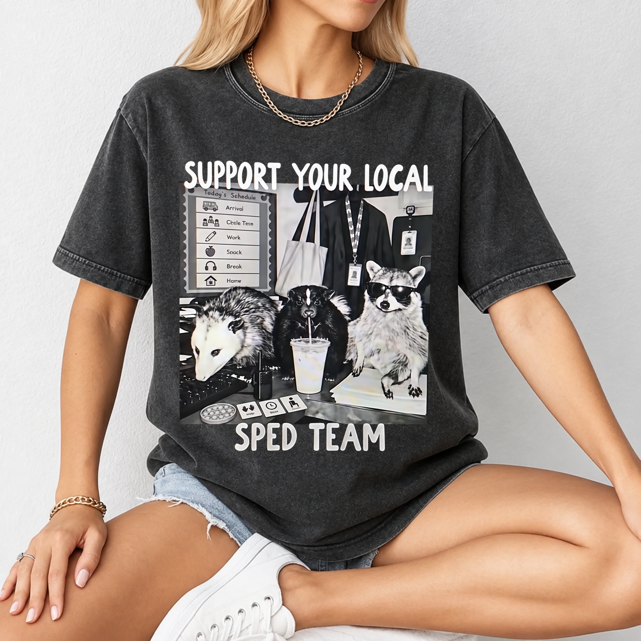 Support Your Local SPED Teachers , Funny Possum Teacher Design, Special Education Shirt