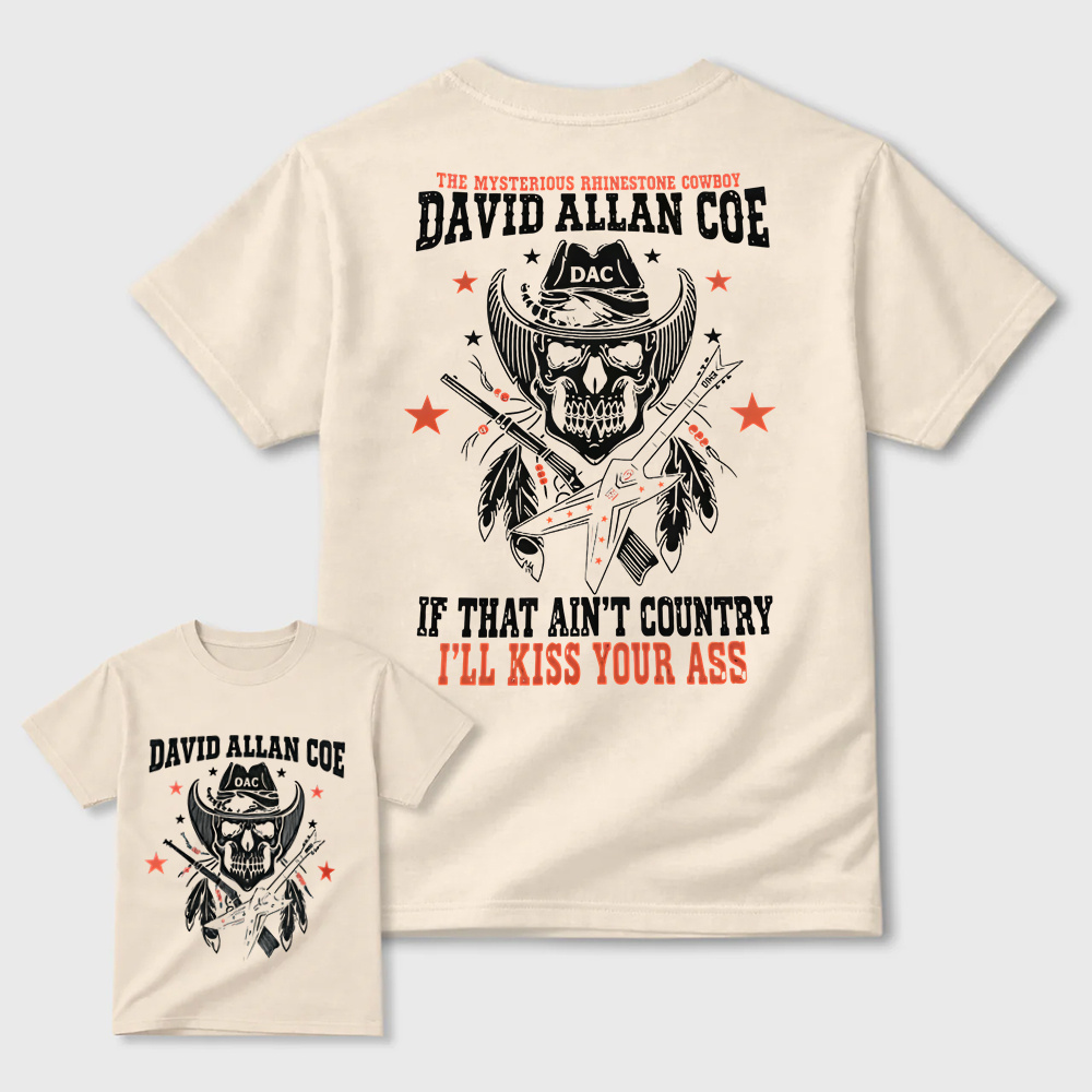 Rhinestone Cowboy Skull Guitar Graphic T-Shirt, Vintage Country Music Western Back Print Tee For Men