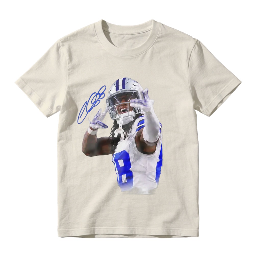 Number 88 Football Athlete Portrait Signature Graphic T-Shirt, Sports Fan White Oversized Casual Streetwear Short Sleeve Tee