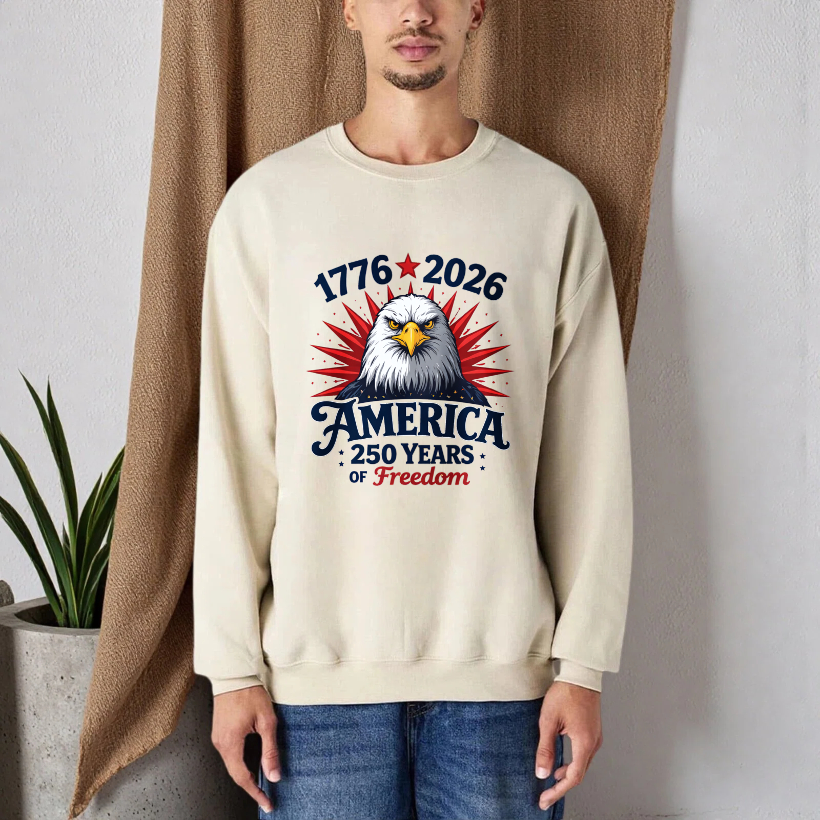 America 1776 2026 250 Years Of Freedom Eagle Sweatshirt Black
