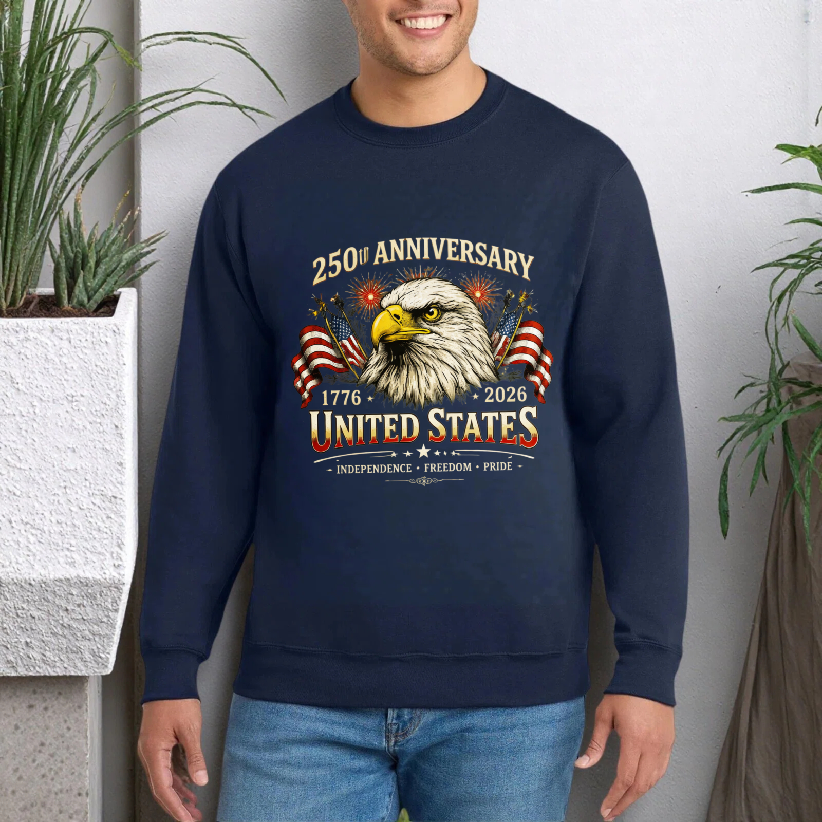 250th Anniversary United States 1776 2026 Independence Freedom Pride Eagle American Flag Sweatshirt