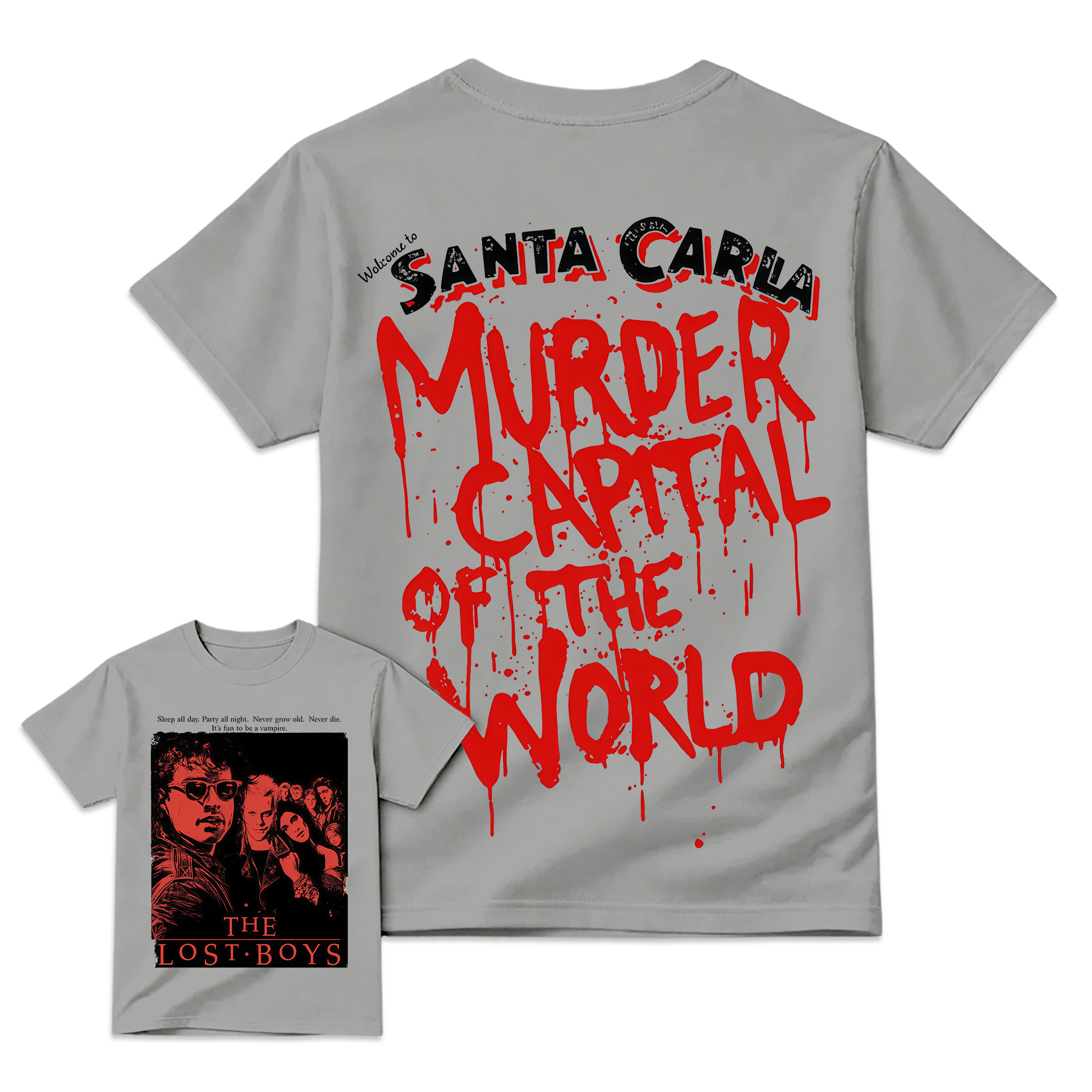 Vintage Vampire Horror Graphic T-Shirt, 80s Retro Gothic Tee, Dark Halloween Streetwear Shirt