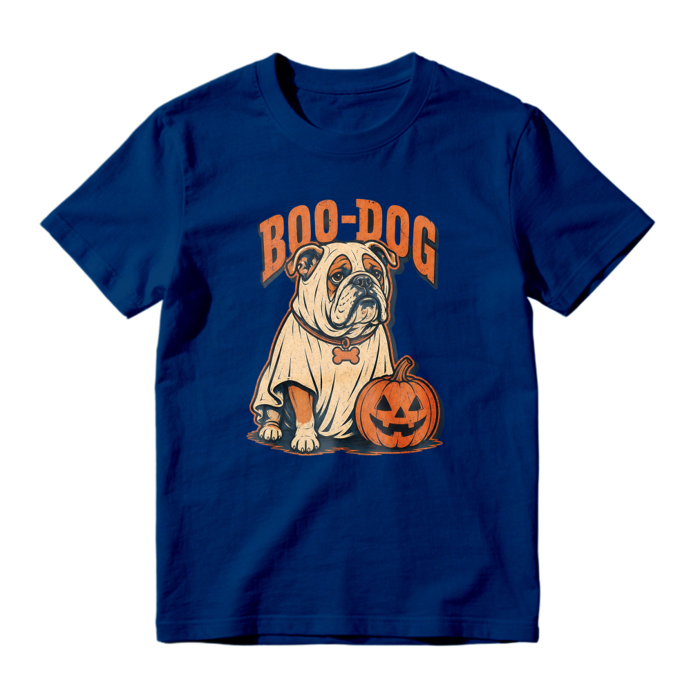 Boo Dog Bulldog In Ghost Costume With Pumpkin Halloween Unisex Classic T Shirt