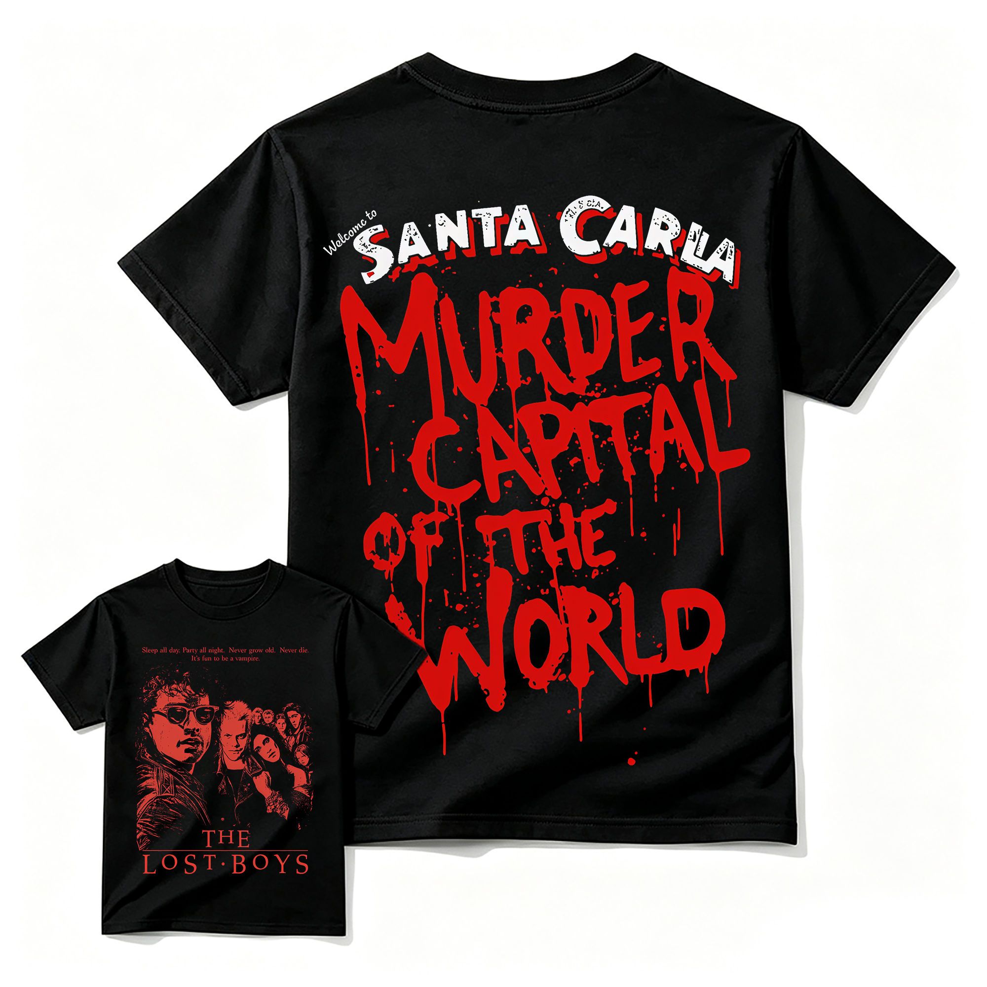 Vintage Vampire Horror Graphic T-Shirt, 80s Retro Gothic Tee, Dark Halloween Streetwear Shirt