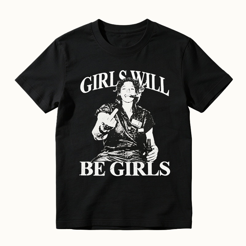 Girls Will Be Girls Dark Feminist T-Shirt, Vintage Crime Inspired Graphic Tee