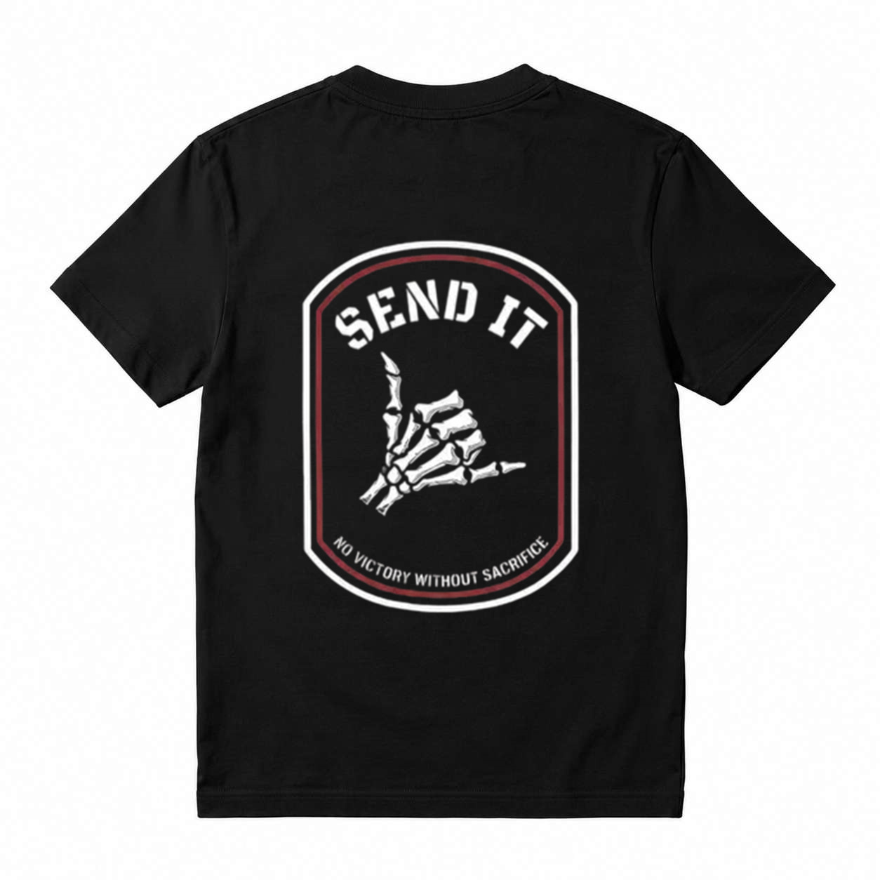 Send It Tactical Shirt Motivation Mindset Graphic Tee No Victory Without Sacrifice T-Shirt Tactical Streetwear Gym Shirt Edgy Skull Hand Graphic Tee for Men Women Casual Style Tee Casual Scoop Neck