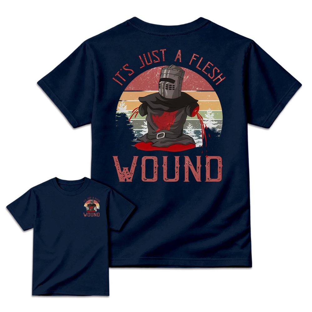 It's just a flesh wound Graphic Shirt, Black Knight Quote Tee, Monty Python and the Holy Grail Movie Shirt, Funny British Comedy Shirt, Retro Cult Film Fan Gift, Unisex Graphic T-Shirt